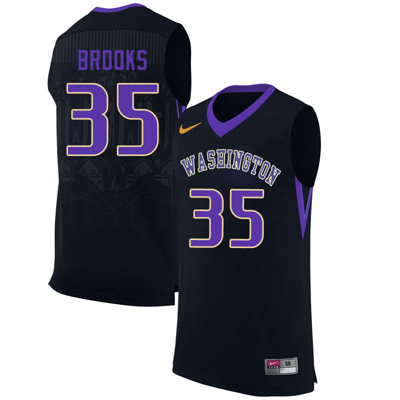 Men #35 J'Raan Brooks Washington Huskies College Basketball Jerseys Sale-Black